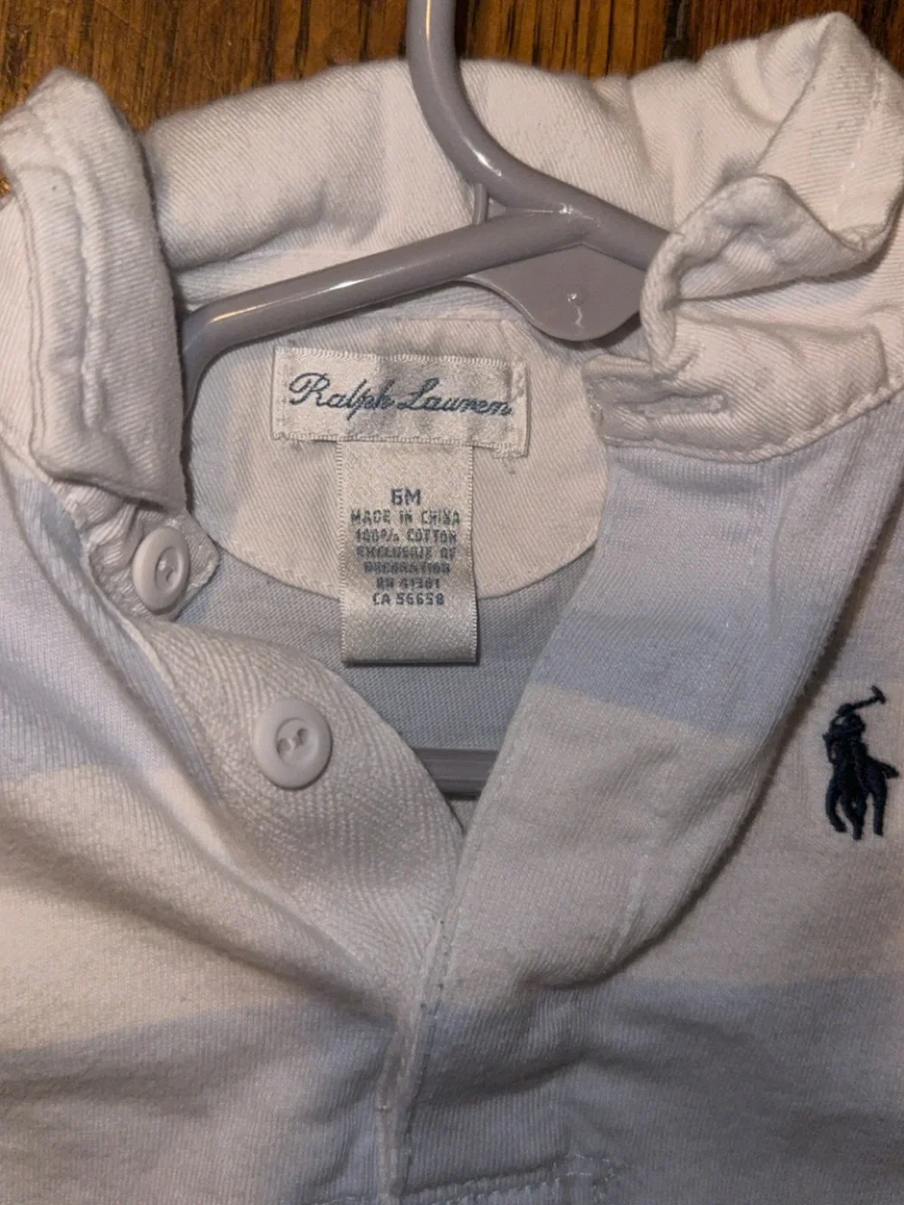 Ralph Lauren Light Blue & White Striped Footed One-Piece